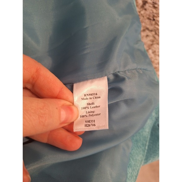 Coldwater Creek Women's Green Blue  Suede Leather Button Front Jacket Size‎ L - Picture 5 of 9